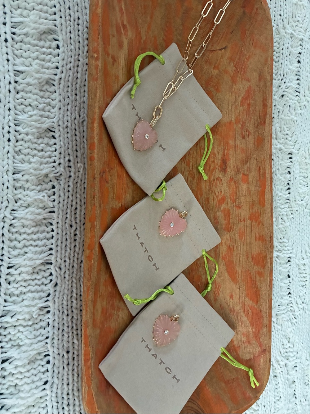 Thatch Malene Pink Jade Heart Clip Necklace - Picture 3 of 6